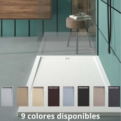 Plato de ducha de resina Lime | Textura lisa | carga mineral válvula y rejilla incluida