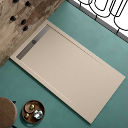 Plato de ducha de resina  Lime | Textura pizarra | carga mineral válvula y rejilla incluida