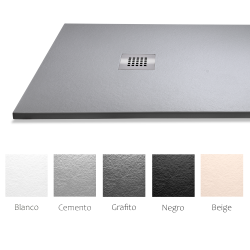 Plato de ducha Rota | Textura pizarra | carga mineral válvula y rejilla incluida