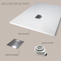 Plato de ducha Rota | Textura pizarra | carga mineral válvula y rejilla incluida