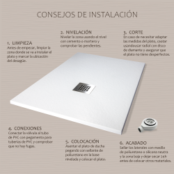 Plato de ducha Rota | Textura pizarra | carga mineral válvula y rejilla incluida