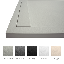 Plato de ducha Large | Textura pizarra | carga mineral válvula y rejilla incluida