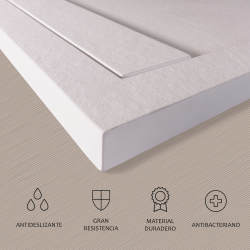 Plato de ducha Large | Textura pizarra | carga mineral válvula y rejilla incluida