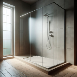 Plato de ducha Large | Textura pizarra | carga mineral válvula y rejilla incluida