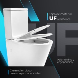Pack Inodoro completo compact round rimless blanco con tapa amortiguada UF