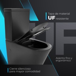 Pack Inodoro completo compact round rimless negro con tapa amortiguada UF