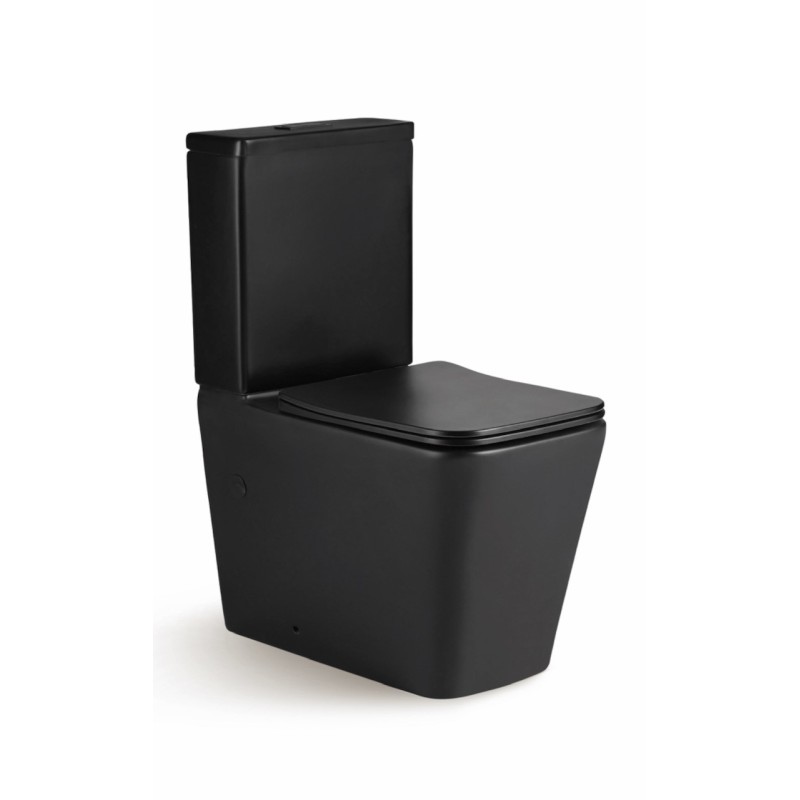 Pack Inodoro completo compact square rimless negro con tapa amortiguada UF