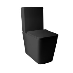 Pack Inodoro completo compact square rimless negro con tapa amortiguada UF
