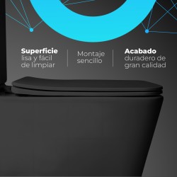 Pack Inodoro completo compact square rimless negro con tapa amortiguada UF