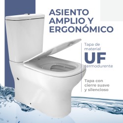 Pack Inodoro completo compacto con rimles y tapa amor en UF. Doble descarga