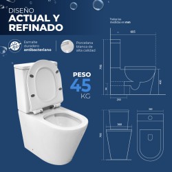 Pack Inodoro completo compact redondo rimles blanco con tapa amortiguada UF