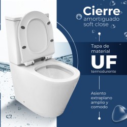 Pack Inodoro completo compact redondo rimles blanco con tapa amortiguada UF