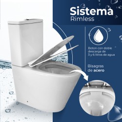 Pack Inodoro completo compact redondo rimles blanco con tapa amortiguada UF