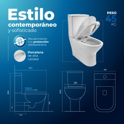 Pack Inodoro completo tapa UF y rimless con doble descarga