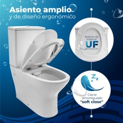 Pack Inodoro completo tapa UF y rimless con doble descarga
