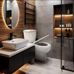 Pack Inodoro salida horizontal con mecanismo, tapa con asiento y fijaciones