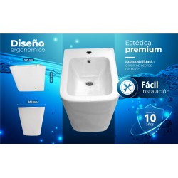 Bidé cuadrado, fabricado en porcelana blanca de alta calidad