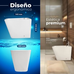 Bidé cuadrado, fabricado en porcelana blanca de alta calidad