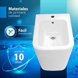 Bidé cuadrado, fabricado en porcelana blanca de alta calidad
