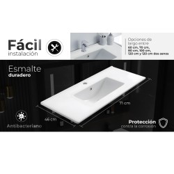 Encimera de porcelana blanca de 70 cm