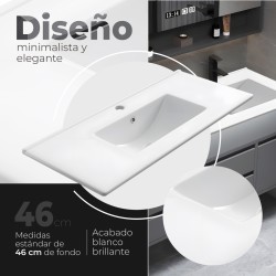 Encimera de porcelana blanca de 80 cm