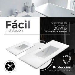 Encimera de porcelana blanca de 80 cm