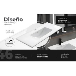 Encimera de porcelana blanca de 120 cm