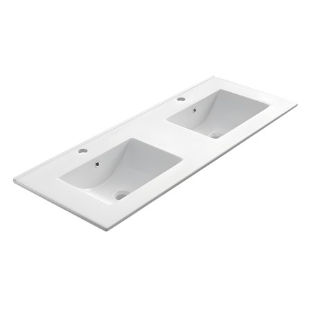 Encimera de porcelana blanca con dos senos de 120 cm