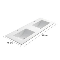 Encimera de porcelana blanca con dos senos de 120 cm