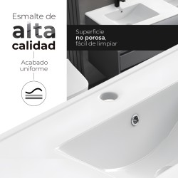 Encimera de porcelana blanca con dos senos de 120 cm