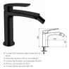 Mnomando para bidet Malibú, acabado NEGRO, cartucho cerámico de 35mm