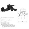 Monomando para baño y ducha NEGRO Malibú. Incluye soporte articulado y flexo reforzado de PVC