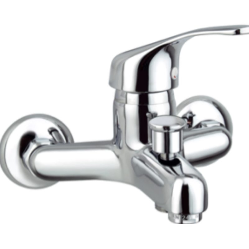 Grifo monomando para ducha y baño con distribuidor de latón Cadiz, incluye soporte articulado y flexo reforzado