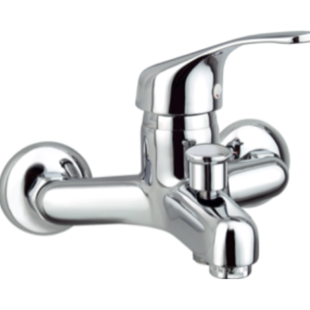 Grifo monomando para ducha y baño con distribuidor de latón Cadiz, incluye soporte articulado y flexo reforzado