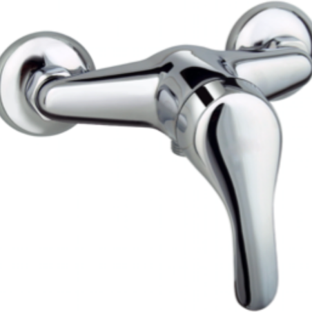 Grifo monomando para ducha de latón cromado Cadiz, incluye soporte articulado y flexo reforzado
